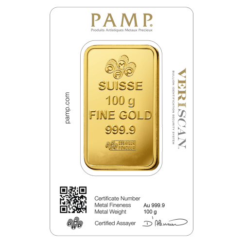 100 grammes Lingot d'or Fortuna Veriscan | PAMP Suisse