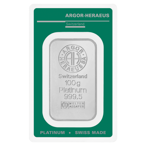 100 gram Platinum Bar | Argor-Heraeus