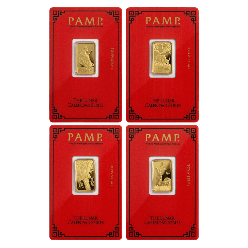 Ensemble de 12 lingots 5 grammes en or Série Calendrier lunaire | PAMP Suisse