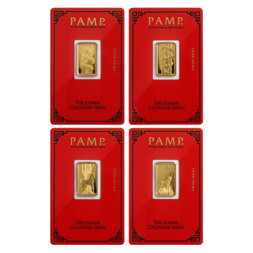 Ensemble de 12 lingots 5 grammes en or Série Calendrier lunaire | PAMP Suisse