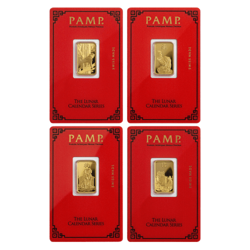 Ensemble de 12 lingots 5 grammes en or Série Calendrier lunaire | PAMP Suisse