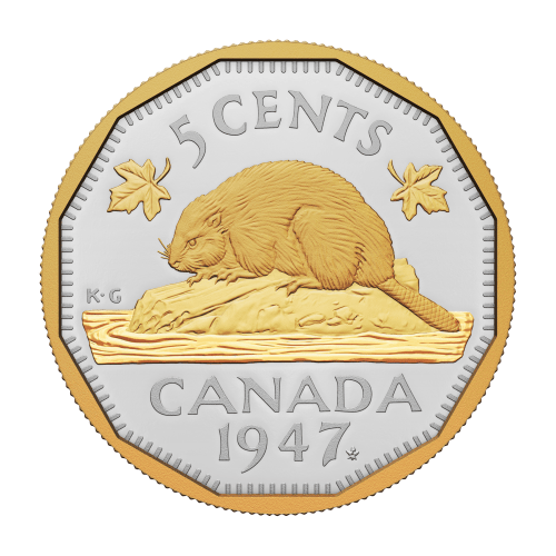 2 oz 2023 Tribute: 1947 Maple Leaf Mark Proof Gilded Silver Coin | Royal Canadian Mint