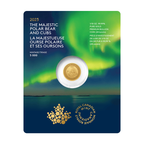 Pièce 1/10 once d'or La majestueuse ourse polaire et ses oursons 2023 | Monnaie royale canadienne