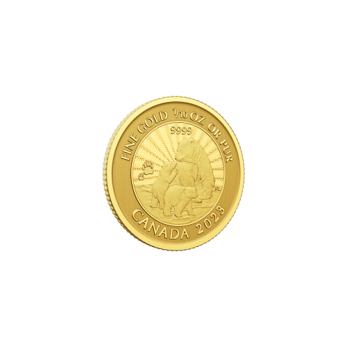 Pièce 1/10 once d'or La majestueuse ourse polaire et ses oursons 2023 | Monnaie royale canadienne