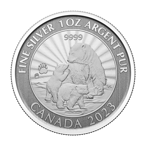 1 oz 2023 The Majestic Polar Bear and Cubs Silver Coin | Royal Canadian Mint