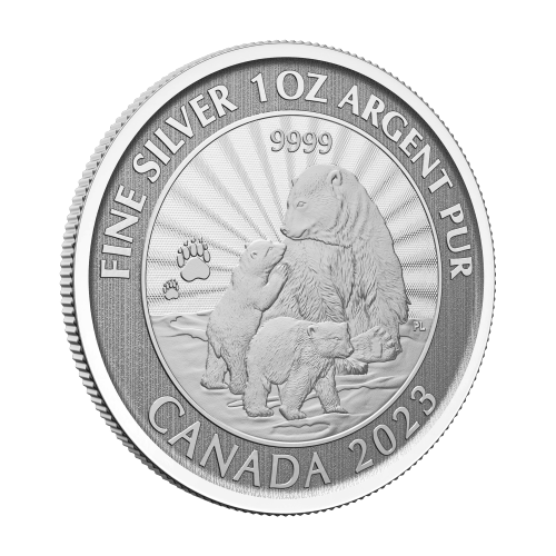1 oz 2023 The Majestic Polar Bear and Cubs Silver Coin | Royal Canadian Mint