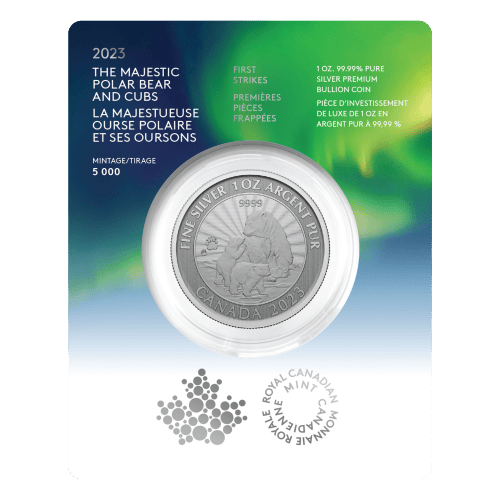 Pièce 1 once d'argent Premières pièces frappées La majestueuse ourse polaire et ses oursons 2023 | Monnaie royale canadienne