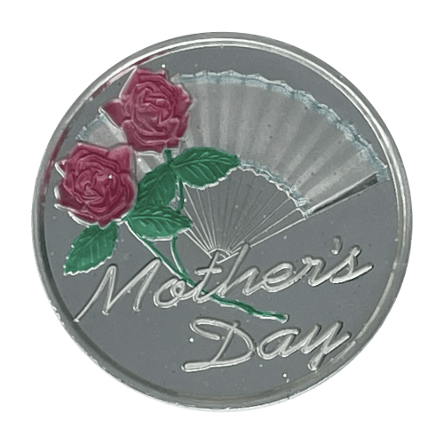 Ronde 1 once d'argent Joyeuse Fête des Mères avec Rose rose | Monnaie de SilverTowne
