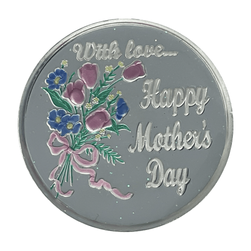 1 oz Happy Mothers Day with Love Glitter Silver Round | Silvertowne Mint