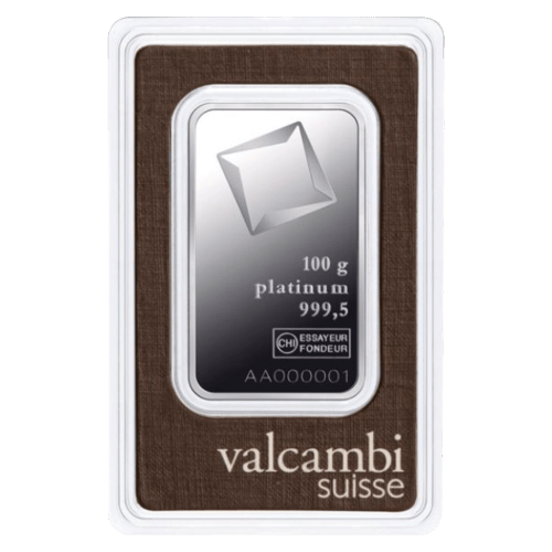 100 gram Platinum Bar | Valcambi