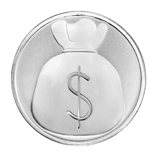 1 oz Money Bag Emoji Silver Round | Silvertowne Mint | Silver Gold