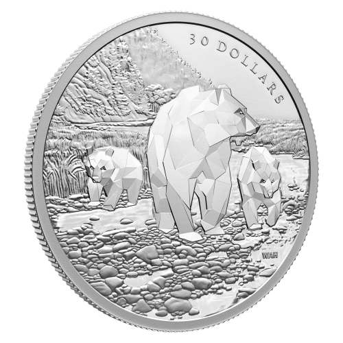 2 oz 2023 Multifaceted Animal Family: Grizzly Bears Silver Coin | Royal Canadian Mint