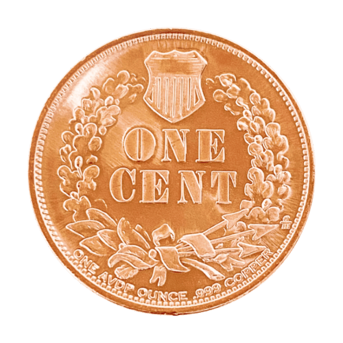Ronde 1 once de cuivre centime Tête d'Indien