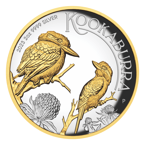 2 oz 2023 Australian Kookaburra High Relief Proof Gilded Silver Coin | Perth Mint