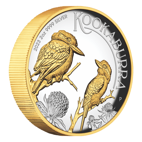 2 oz 2023 Australian Kookaburra High Relief Proof Gilded Silver Coin | Perth Mint