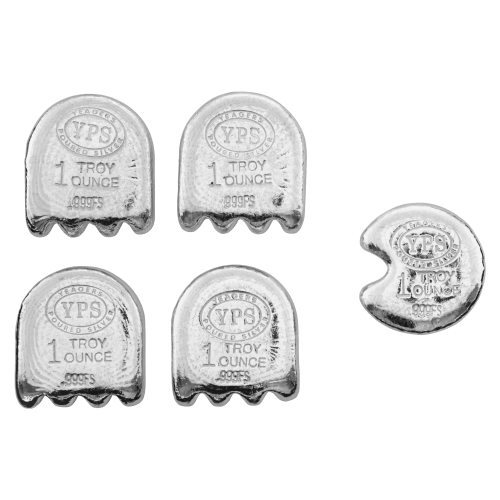 パックマン シルバー 1オンス Set of 5 x 1 oz Silver Pac Man Set | Yeager's Poured Silver