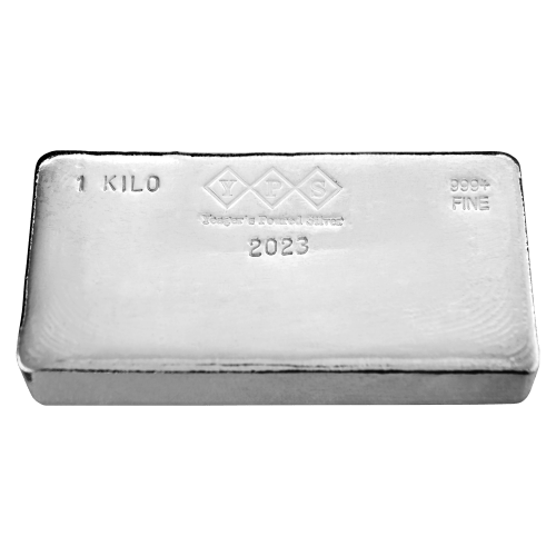 1 kilo 2023 Silver Bar | Yeager's Poured Silver