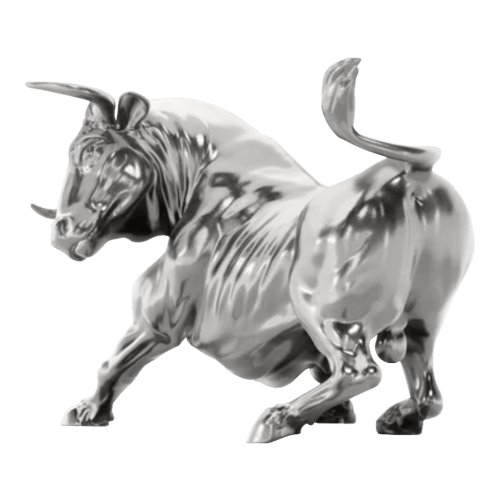 Statue 8 onces d'argent Troy le taureau