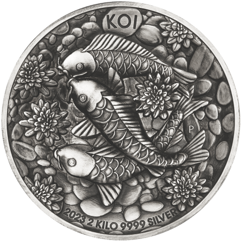 2 kilo 2023 Koi Fish Antiqued Silver Coin | Perth Mint