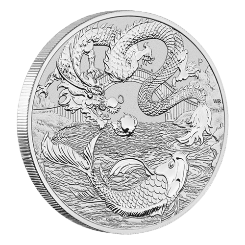 Pièce 1 once d'argent Mythes et Légendes chinoises : Dragon et Carpes 2023 | Monnaie de Perth