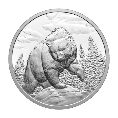 1 oz 2023 Great Hunters: Grizzly Bear Ultra High Relief Silver Coin | Royal Canadian Mint