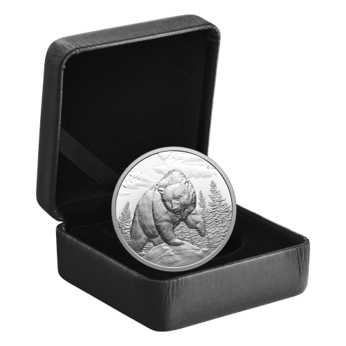 1 oz 2023 Great Hunters: Grizzly Bear Ultra High Relief Silver Coin | Royal Canadian Mint