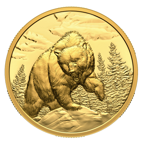 1 oz 2023 Great Hunters: Grizzly Bear Ultra High Relief Gold Coin | Royal Canadian Mint