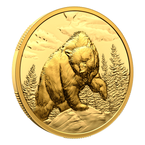 1 oz 2023 Great Hunters: Grizzly Bear Ultra High Relief Gold Coin | Royal Canadian Mint