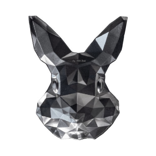 2 oz 2023 South Korean Lowpoly: Rabbit Silver Stacker | KOMSCO