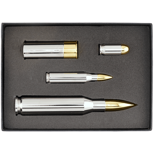 Set of 4 x Gold and Rhodium Plated Silver Bullet Set with Box | Silvertowne Mint