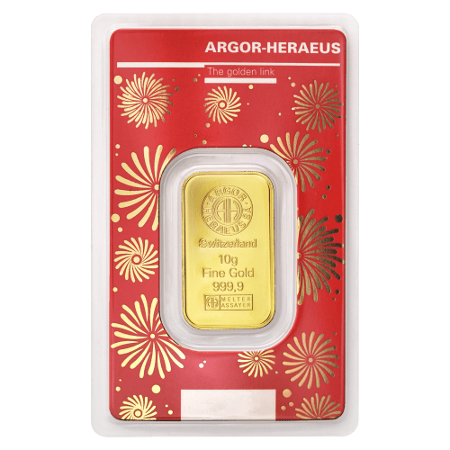 Lingot 10 grammes en or Année lunaire du Dragon 2024 | Argor-Heraeus