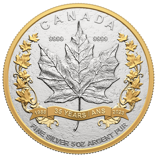 Pièce 5 onces d'argent 35e anniversaire de la Feuille d'érable en argent 2023 | Monnaie royale canadienne