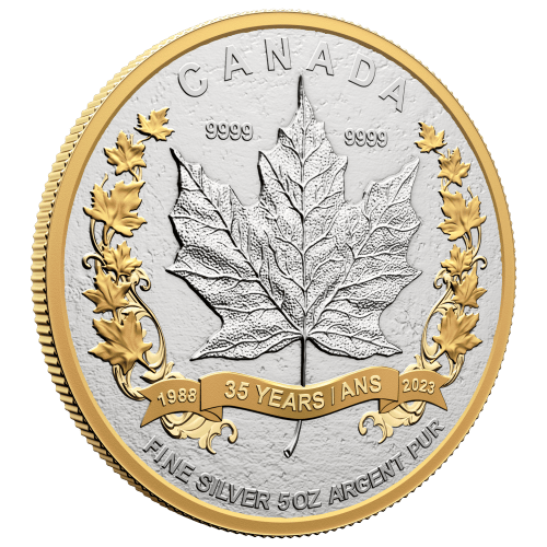 Pièce 5 onces d'argent 35e anniversaire de la Feuille d'érable en argent 2023 | Monnaie royale canadienne