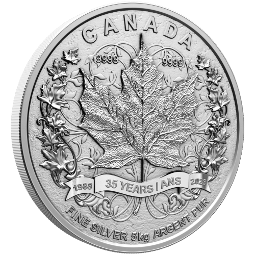 Pièce 5 kilos d'argent 35e anniversaire de la Feuille d'érable en argent 2023 | Monnaie royale canadienne