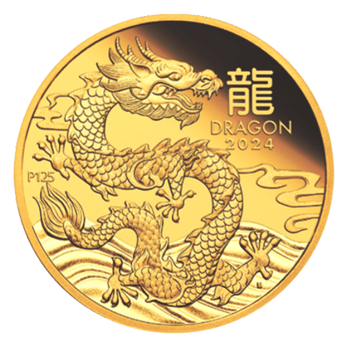 Pièce 1 once d'or Épreuve numismatique Lunaire Année du Dragon 2024 | Monnaie de Perth