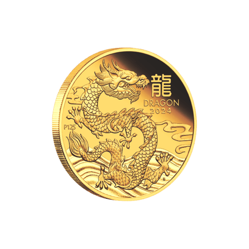 Pièce 1/4 once d'or Épreuve numismatique Lunaire Année du Dragon 2024 | Monnaie de Perth