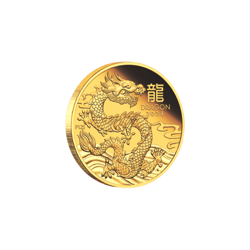 Pièce 1/10 once d'or Épreuve numismatique Lunaire Année du Dragon 2024 | Monnaie de Perth