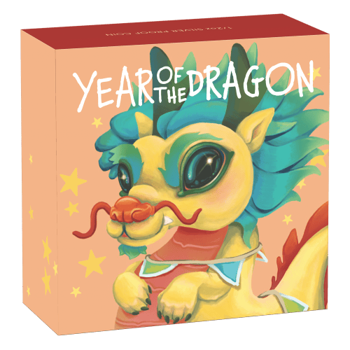 Pièce 1/2 once d'argent Épreuve numismatique coloré Lunaire Année du bébé Dragon 2024 | Monnaie de Perth