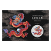Pièce 1 once d'argent coloré Lunaire Année du Dragon rouge 2024 dans une carte | Monnaie de Perth