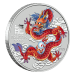Pièce 1 once d'argent coloré Lunaire Année du Dragon rouge 2024 dans une carte | Monnaie de Perth