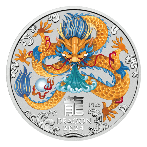 1 oz 2024 Lunar Year of the Dragon Colourized Silver Coin in Card | Perth Mint