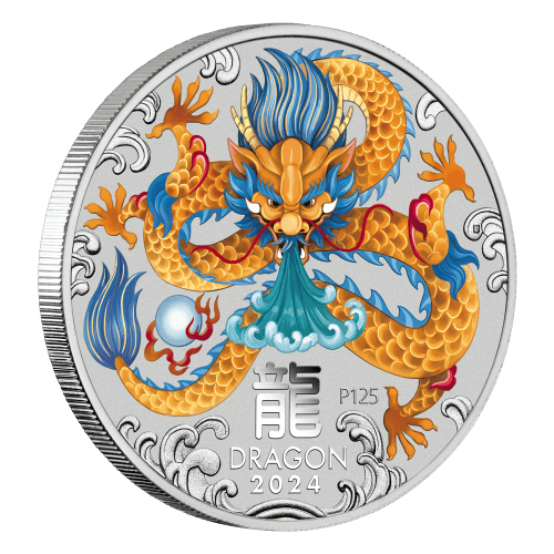 1 oz 2024 Lunar Year of the Dragon Colourized Silver Coin in Card | Perth Mint