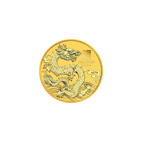 Pièce 1/10 once d'or Lunaire Année du Dragon 2024 | Monnaie de Perth