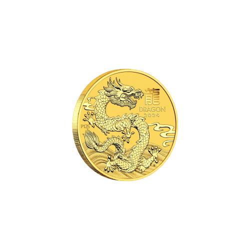 Pièce 1/10 once d'or Lunaire Année du Dragon 2024 | Monnaie de Perth