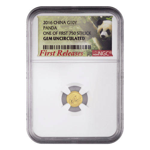 Ensemble de 5 pièces en or Panda chinois Premières pièces frappées MS-69 NGC 2016 | Monnaie chinoise