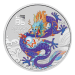 Pièce 1 once d'argent coloré violet Lunaire Année du Dragon 2024 dans une carte | Monnaie de Perth