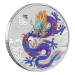 Pièce 1 once d'argent coloré violet Lunaire Année du Dragon 2024 dans une carte | Monnaie de Perth