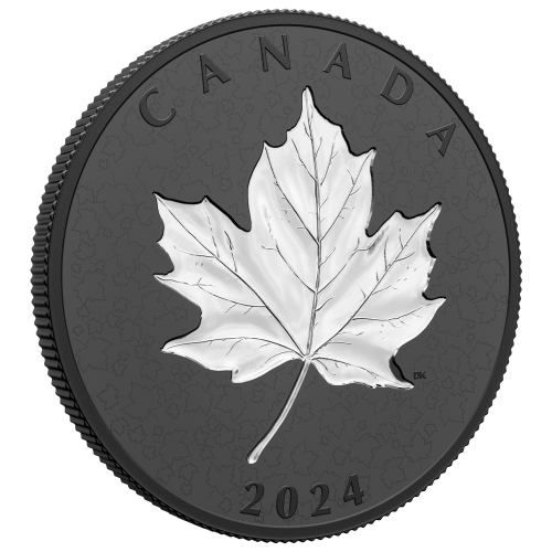 Pièce 5 onces d'argent plaqué rhodium noir Feuilles d'érable dans le vent 2024 | Monnaie royale canadienne