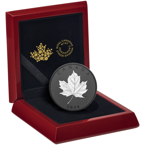 Pièce 5 onces d'argent plaqué rhodium noir Feuilles d'érable dans le vent 2024 | Monnaie royale canadienne