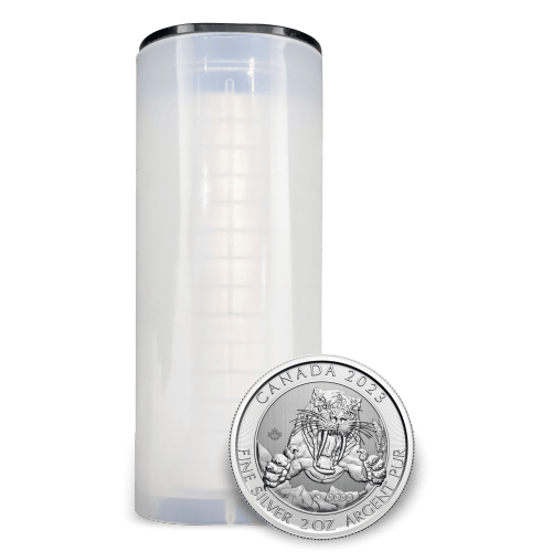 Tube de 14 pièces 2 onces d'argent Période glaciaire : Tigre à dent de sabre 2023 | Monnaie royale canadienne